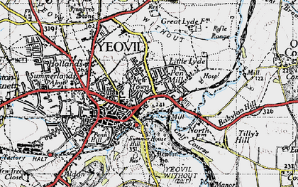Old map of Pen Mill in 1945