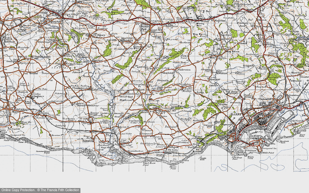 Old Map of Pen-onn, 1947 in 1947