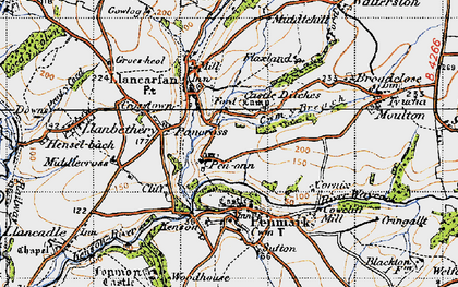 Old map of Pen-onn in 1947