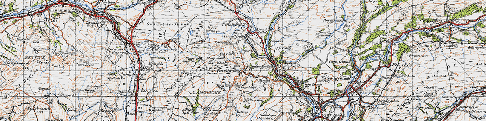 Old map of Pen-Rhiw-fawr in 1947