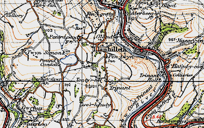 Old map of Pen-twyn in 1947