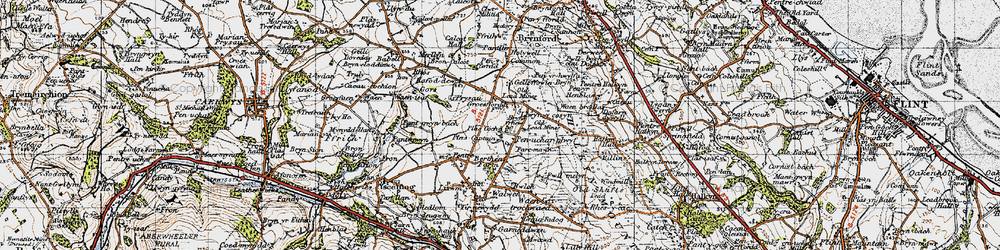 Old map of Pen-Uchar Plwyf in 1947
