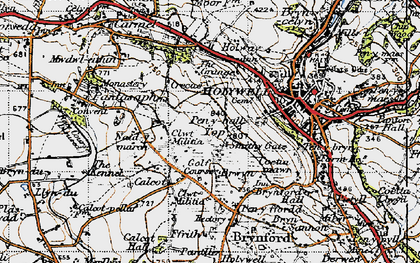 Old map of Pen-y-Ball Top in 1947