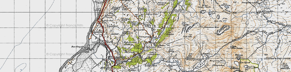 Old map of Afon Cwmnantcol in 1947