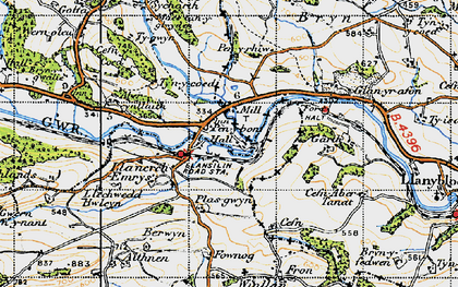 Old map of Pen-y-bont Llanerch Emrys in 1947