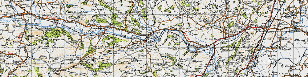 Old map of Pen-y-bont Llanerch Emrys in 1947