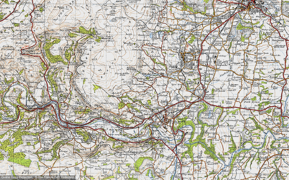 Old Map of Historic Map covering Bryn- Adda in 1947