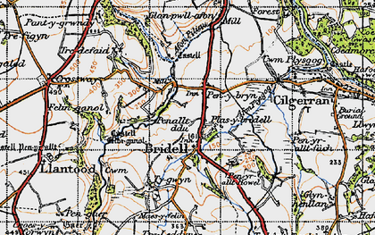Old map of Pantygrwndy in 1947
