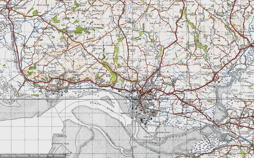 Old Map of Historic Map covering Stradey Castle in 1946