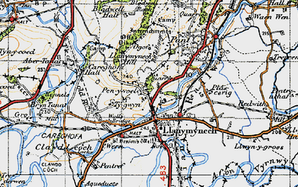 Old map of Pen y Foel in 1947