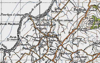 Old map of Bryn Geinach in 1947