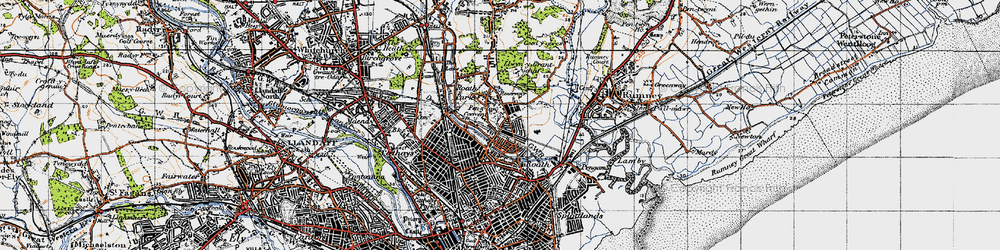 Old map of Pen-y-lan in 1947