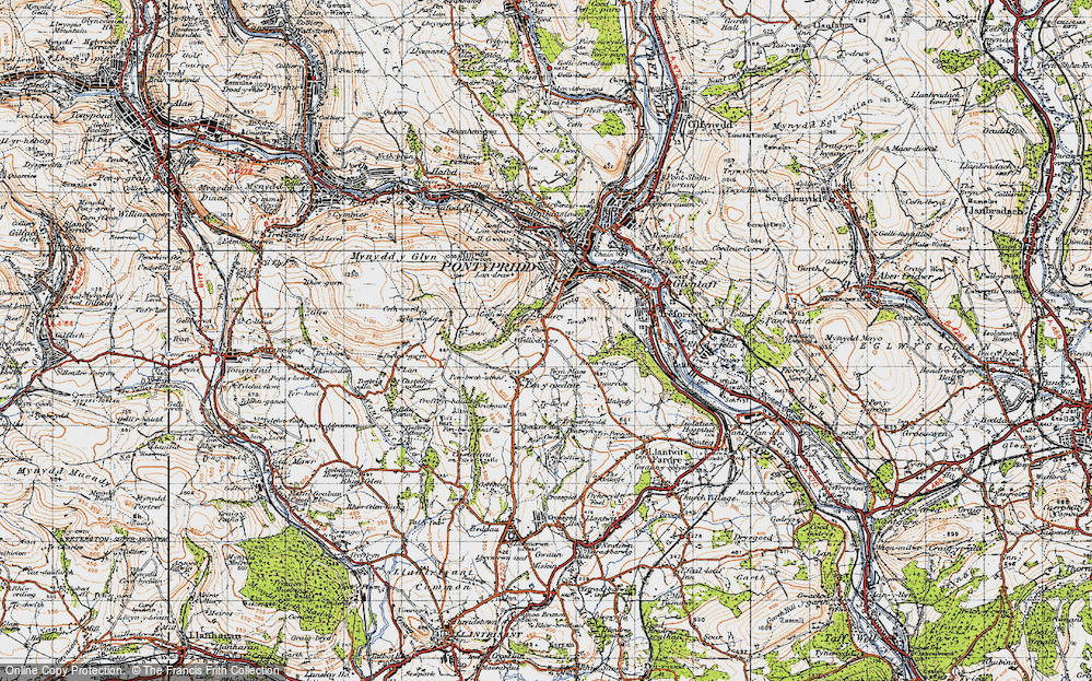 Old Map of Historic Map covering Lle'r Gaer in 1947