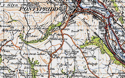 Old map of Pen-y-rhiw in 1947