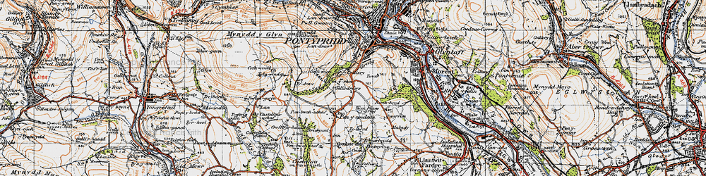 Old map of Pen-y-rhiw in 1947