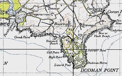 Old map of Penare in 1946