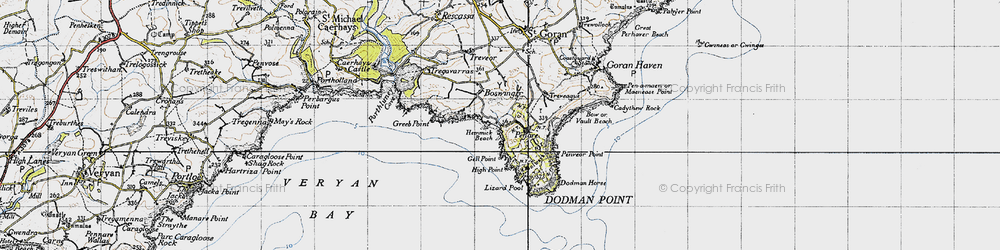 Old map of Penare in 1946