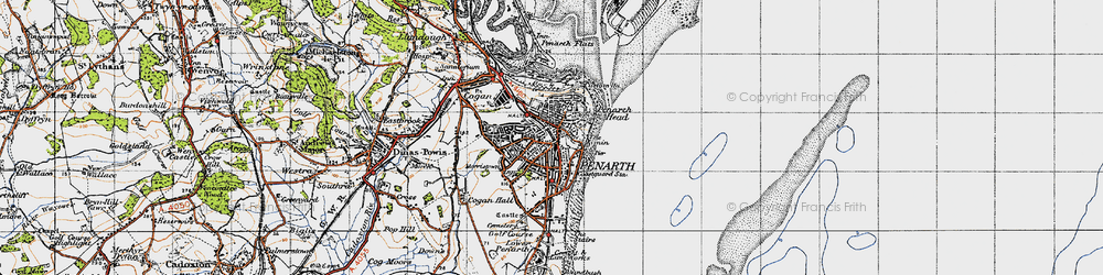 Old map of Penarth in 1947