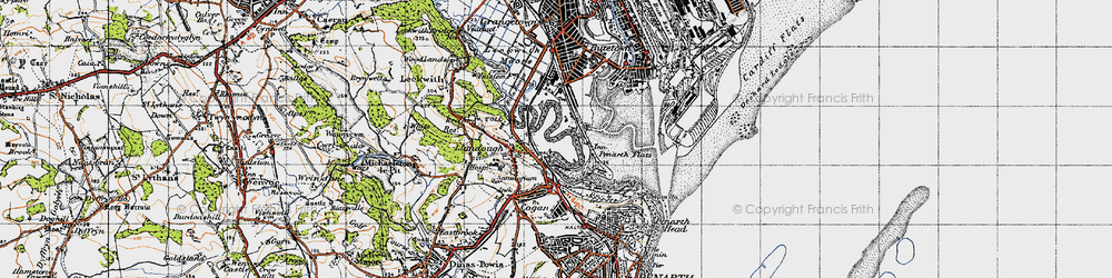 Old map of Penarth Moors in 1947