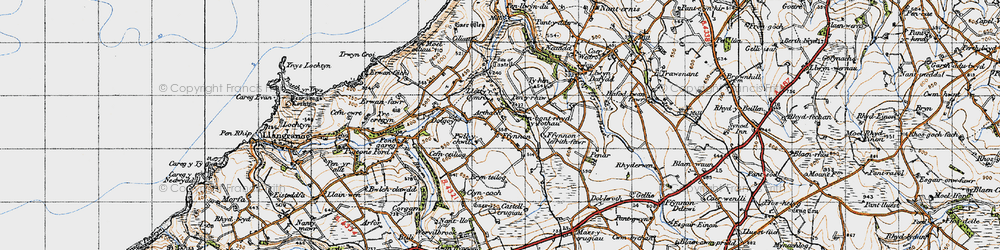 Old map of Penbontrhydyfothau in 1947