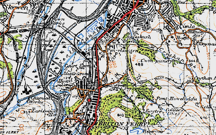 Old map of Pencaerau in 1947