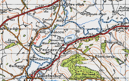 Old map of Blaen-bydernyn in 1947
