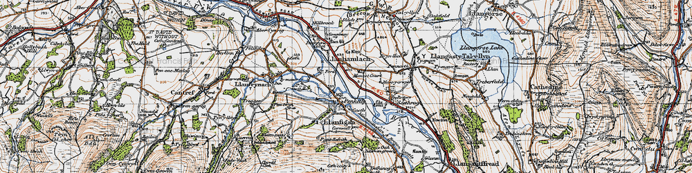 Old map of Pencelli in 1947
