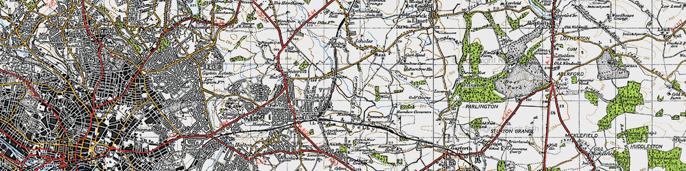 Old map of Pendas Fields in 1947