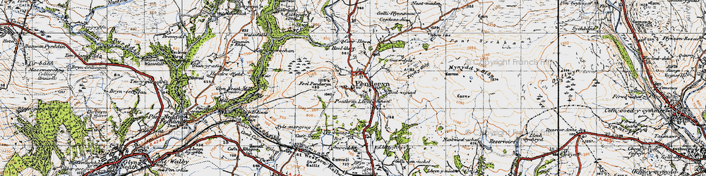 Old map of Penderyn in 1947