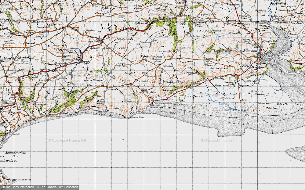 Old Map of Pendine, 1946 in 1946