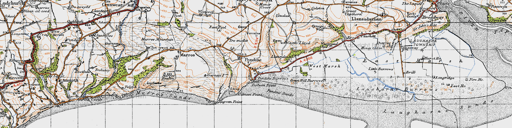Old map of Pendine in 1946