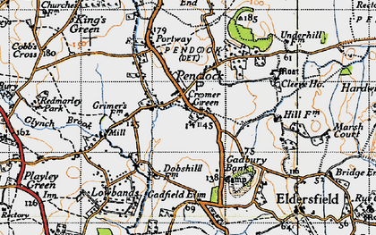 Old map of Pendock in 1947