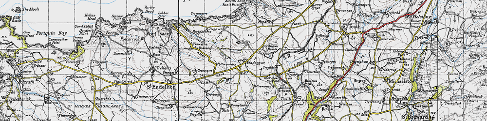 Old map of Pendoggett in 1946