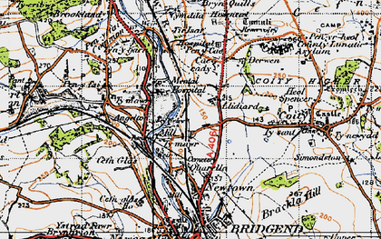 Old map of Pendre in 1947
