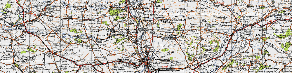 Old map of Pendre in 1947