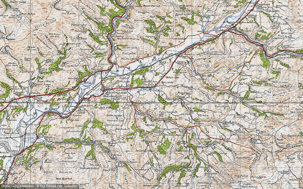 Old Map of Historic Map covering Afon Crewi in 1947