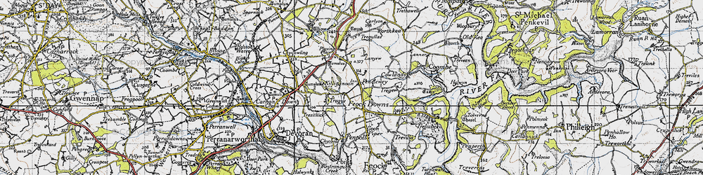 Old map of Penelewey in 1946