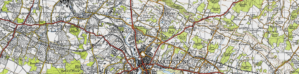 Old map of Penenden Heath in 1946