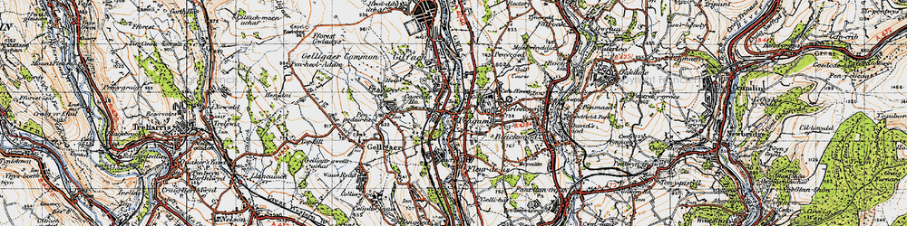 Old map of Pengam in 1947