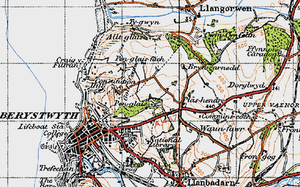 Old map of Penglais in 1947