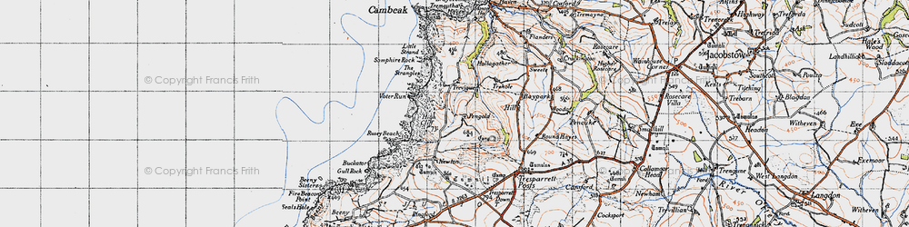 Old map of Pengold in 1946