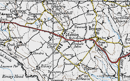 Old map of Penhale Jakes in 1946