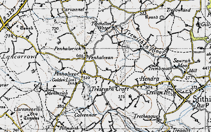 Old map of Penhalvean in 1946
