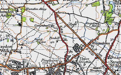 Old map of Penhill in 1947