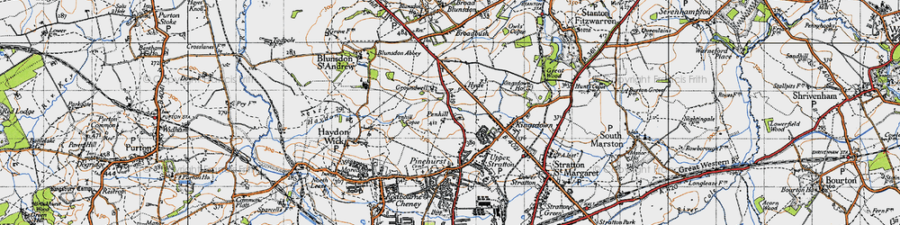 Old map of Penhill in 1947