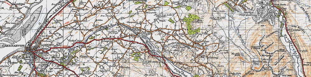 Old map of Afon Rhythallt in 1947