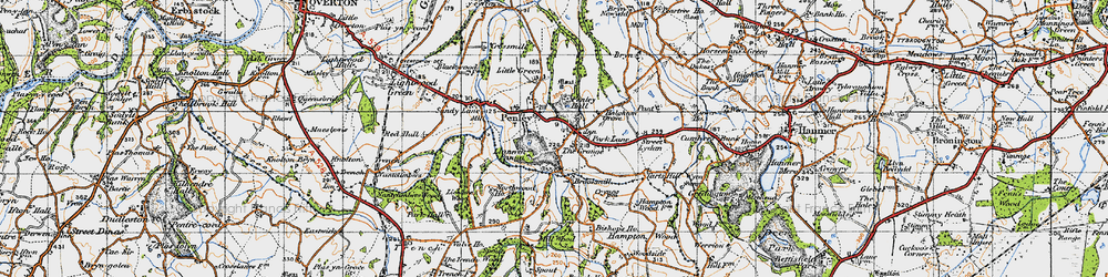 Old map of Penley in 1947