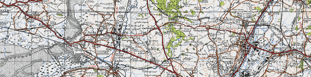 Old map of Penllergaer in 1947
