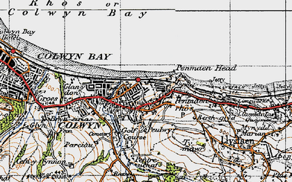 Old map of Penmaen Rhôs in 1947