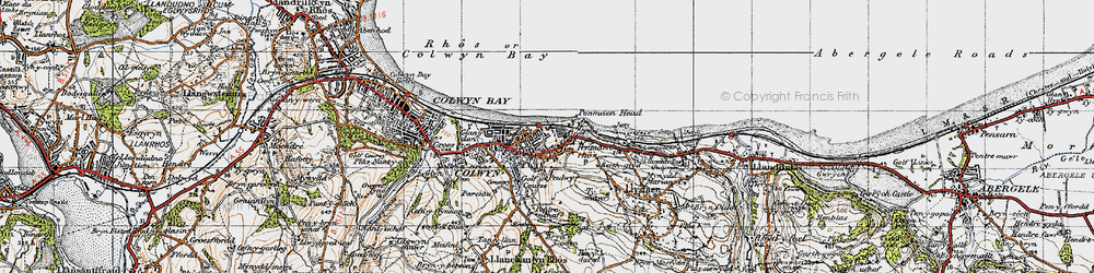 Old map of Penmaen Rhôs in 1947